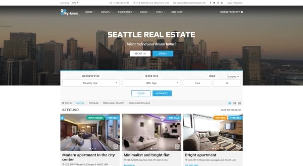 React real estate template
